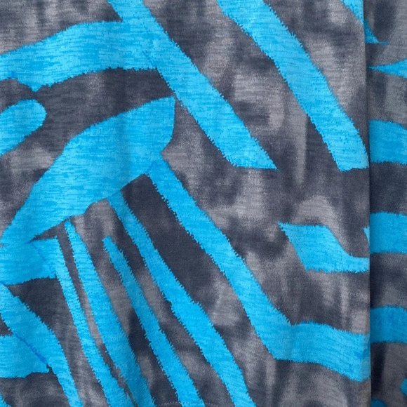 Clara Sun Woo Printed Blue Gray Cold Shoulder Open Cutout Shoulders Blouse Zebra - Picture 2 of 8